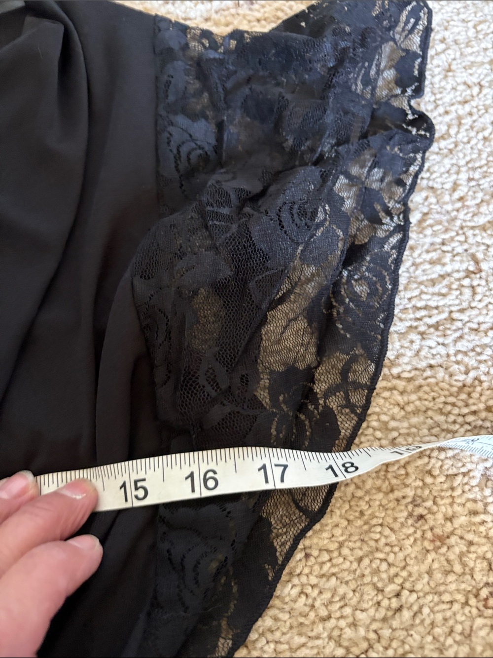 AGB size Medium Black Lace-Sleeve Maxi Pantsuit with Belt - Picture 7 of 7
